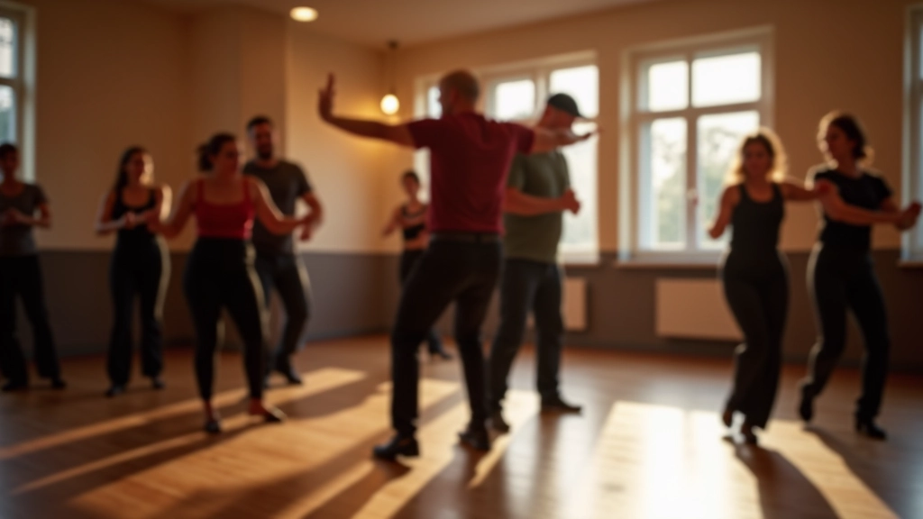 Dance instructor leading a salsa class