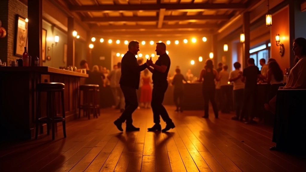 Cozy dance venue in Rīga Old Town with warm lighting, wooden dance floor, and intimate bar area