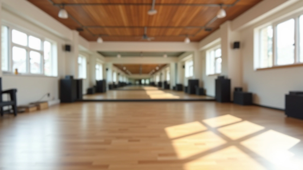Bright, modern dance studio in Liepāja with mirrored walls and dance floor